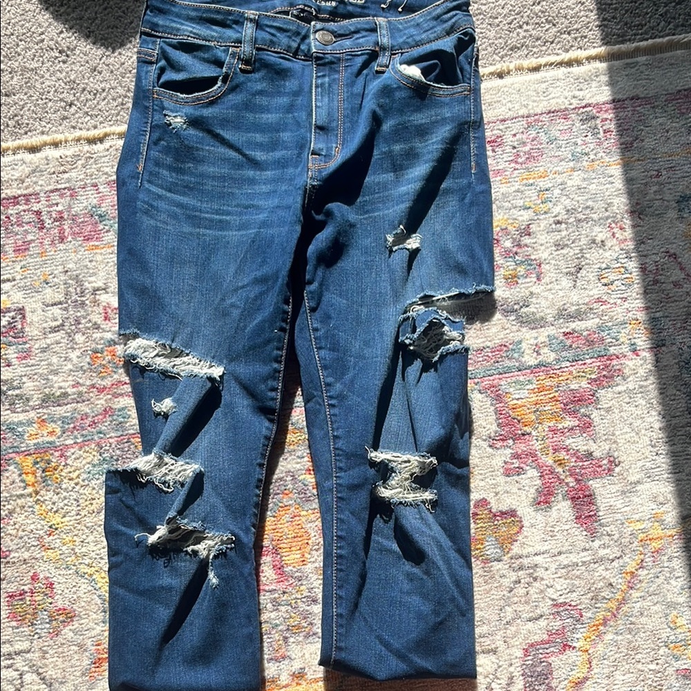 American Eagle Outfitters Blue Jeggings Distressed Style